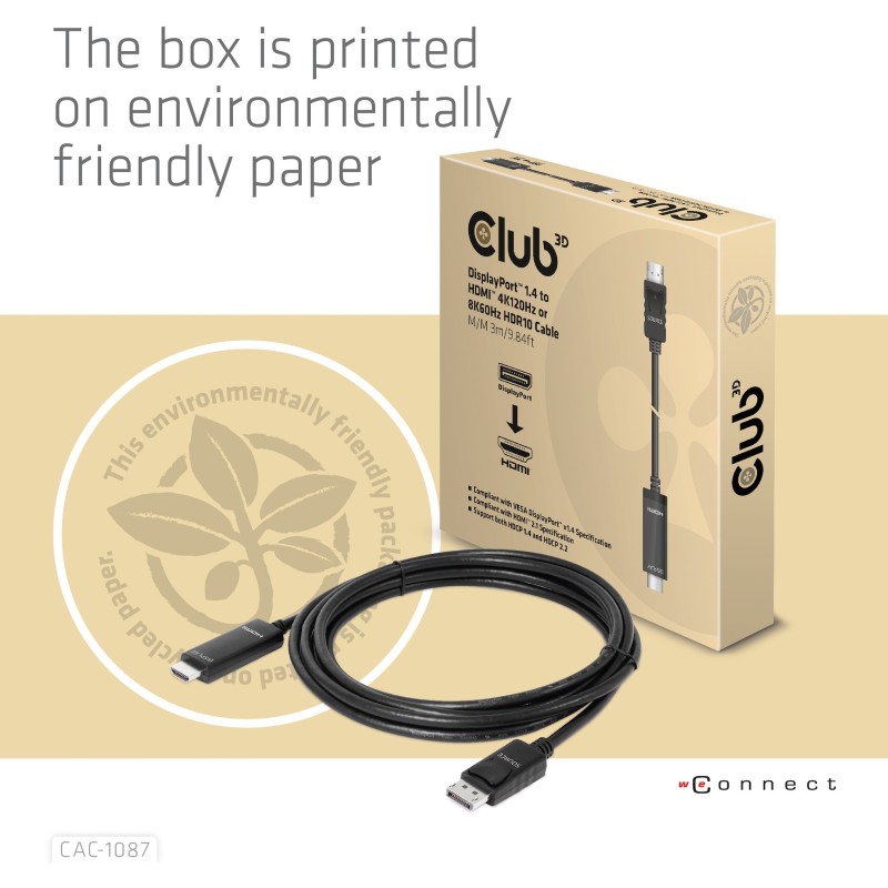 Buy Club3D DisplayPort Cable - DisplayPort 1.4 to HDMI HDR 8K60Hz active 3m in Cyprus, Nicosia, Limassol, Larnaka, Pafos