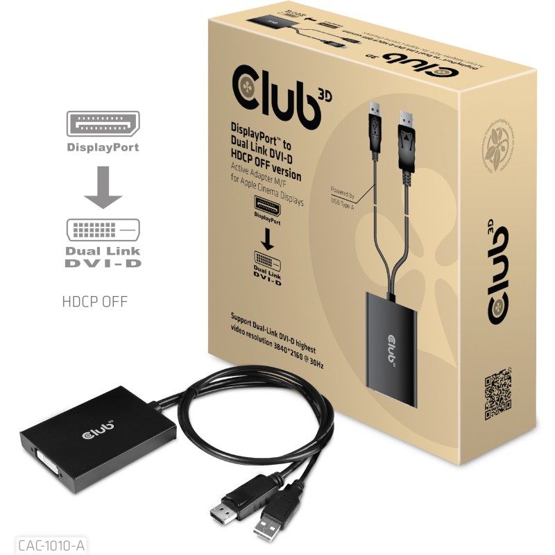 Buy Club3D Adapter DisplayPort to DVI-D HDCP OFF Active St Bu retail - DisplayPo... in Cyprus, Nicosia, Limassol, Larnaka, Pafos
