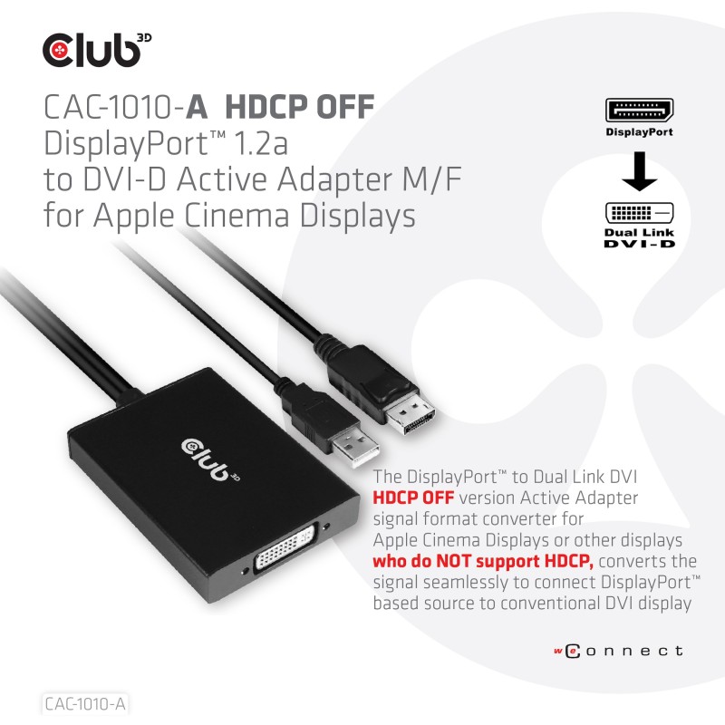 Buy Club3D Adapter DisplayPort to DVI-D HDCP OFF Active St Bu retail - DisplayPo... in Cyprus, Nicosia, Limassol, Larnaka, Pafos