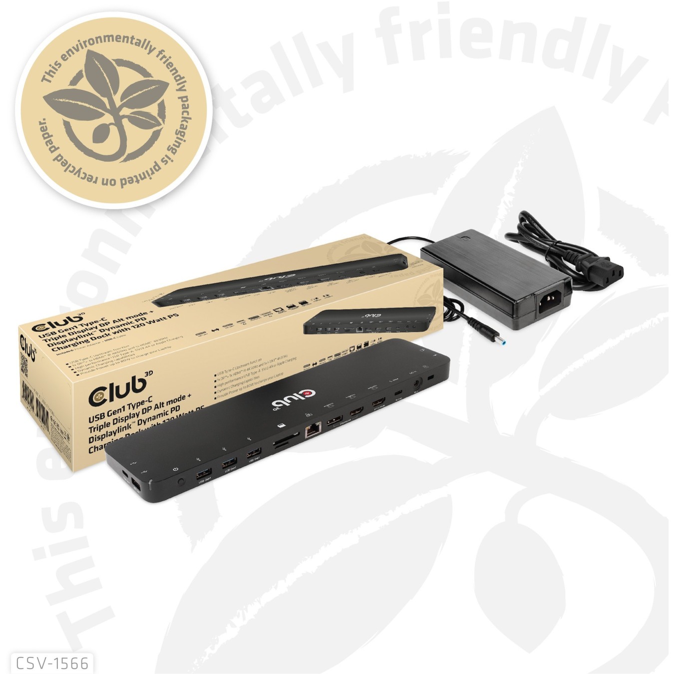 Club3D 4K ChargingDock USB-C - 6x USB3, DP, 2x HDMI, LAN, 120W — Buy in Cyprus with Fast Delivery