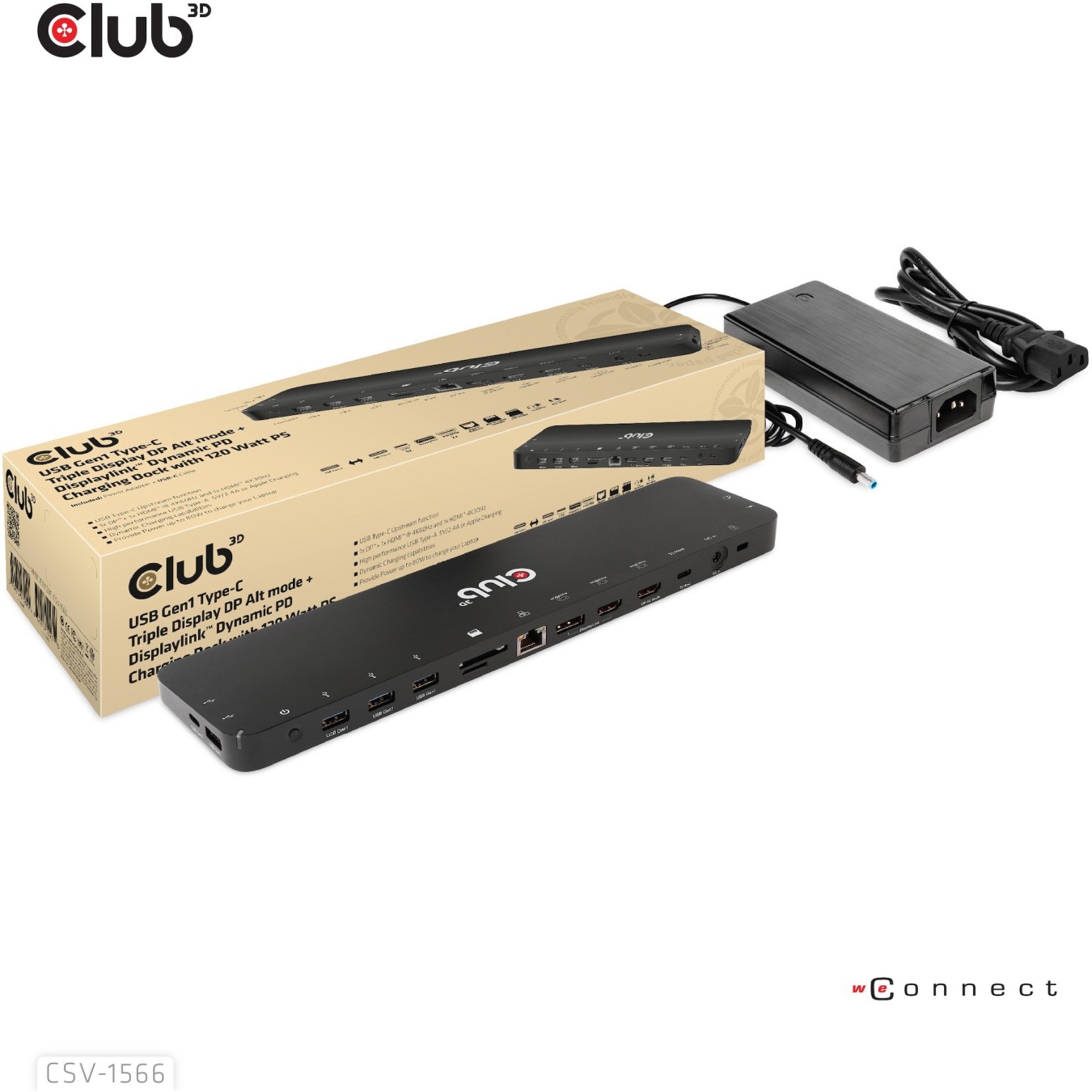 Club3D 4K ChargingDock USB-C - 6x USB3, DP, 2x HDMI, LAN, 120W — Buy in Cyprus with Fast Delivery