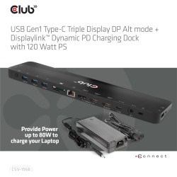 Buy Club3D 4K ChargingDock USB-C - 6x USB3, DP, 2x HDMI, LAN, 120W in Cyprus, Nicosia, Limassol, Larnaka, Pafos