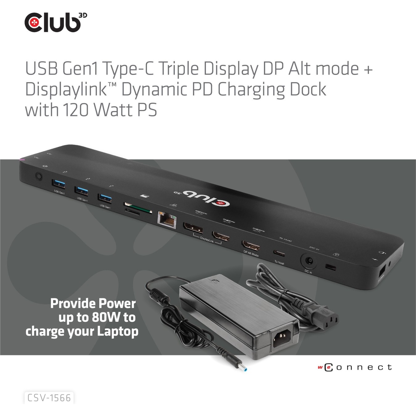 Club3D 4K ChargingDock USB-C - 6x USB3, DP, 2x HDMI, LAN, 120W — Buy in Cyprus with Fast Delivery