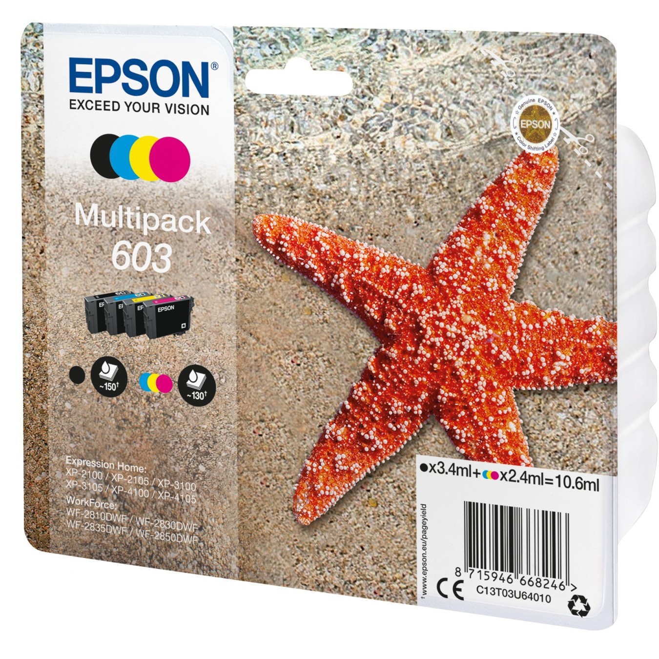 Epson Ink - C13T03U64010 - 4-pack (BKMCY) up to 130 pages — Buy in Cyprus with Fast Delivery