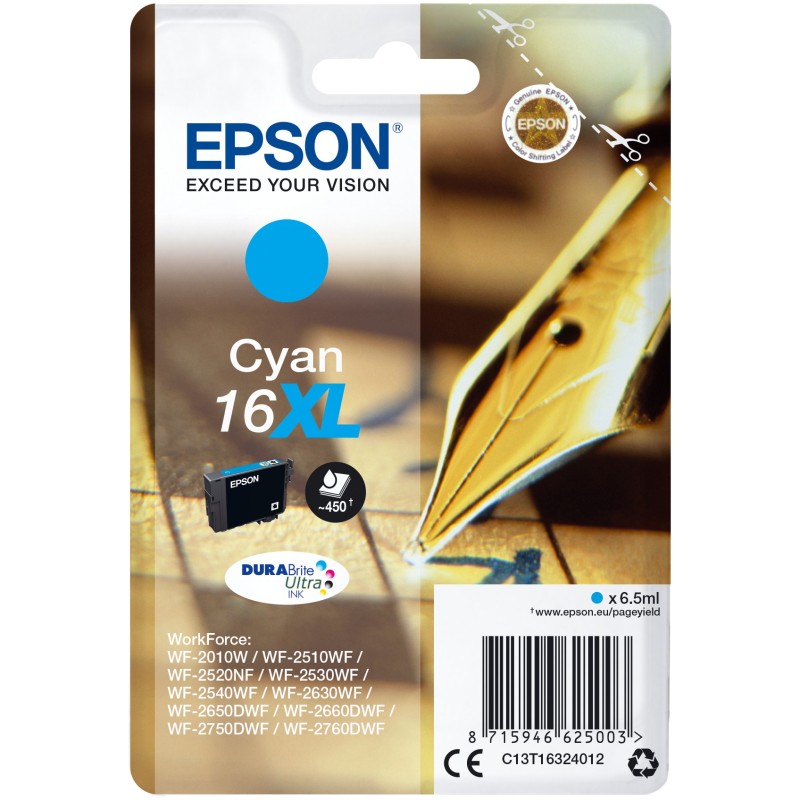 Buy Epson Ink - C13T16324012 - 16XL, Cyan, up to 450 pages in Cyprus, Nicosia, Limassol, Larnaka, Pafos