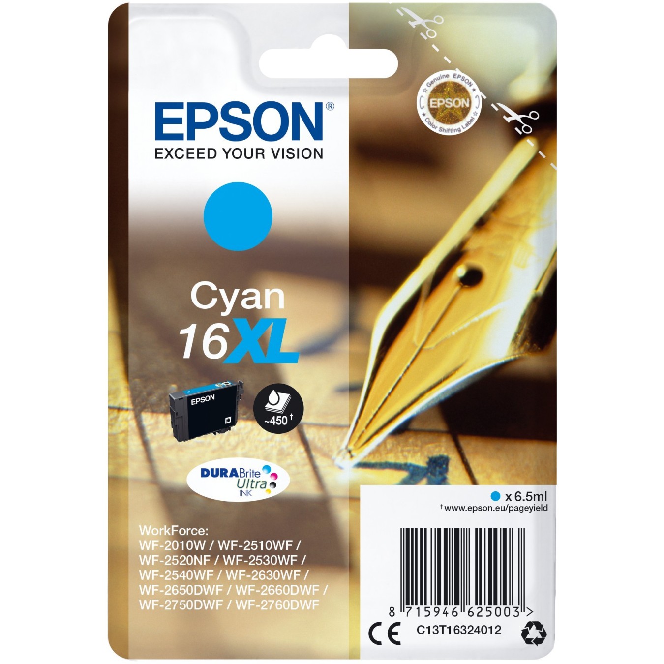 Epson Ink - C13T16324012 - 16XL, Cyan, up to 450 pages — Buy in Cyprus with Fast Delivery