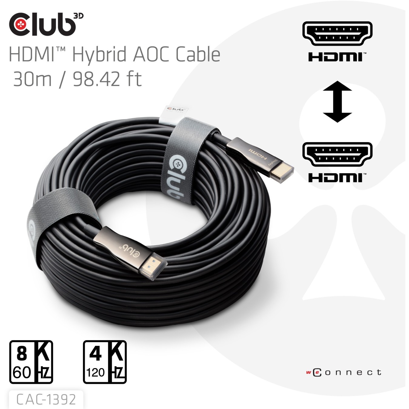 Club3D HDMI Cable A - to A 2.1 Active Optical 8K60Hz UHD 30 m — Buy in Cyprus with Fast Delivery