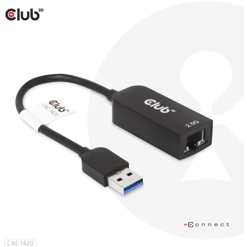 Buy Club3D USB 3.2 Type A to RJ45 2.5Gb Adapter - USB 3.2 Type A to RJ45 2.5Gb in Cyprus, Nicosia, Limassol, Larnaka, Pafos