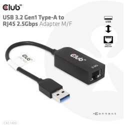 Buy Club3D USB 3.2 Type A to RJ45 2.5Gb Adapter - USB 3.2 Type A to RJ45 2.5Gb in Cyprus, Nicosia, Limassol, Larnaka, Pafos