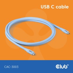 Buy Club3D Lifestyle USB-C Cable - PD 240W.20Gbps 2m Blue St St in Cyprus, Nicosia, Limassol, Larnaka, Pafos