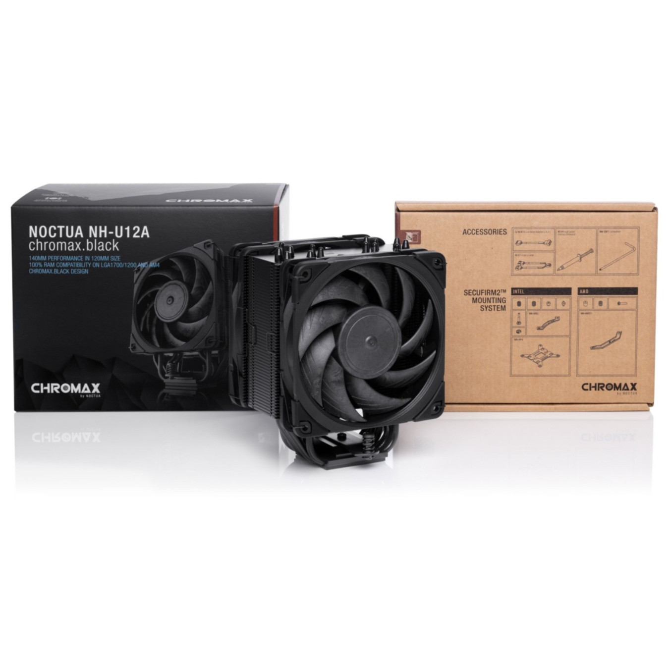 Noctua NH-U12A chromax.black - Dual 120mm PWM Fans, 7-Heatpipe Tower CPU Cooler (Black) — Buy in Cyprus with Fast Delivery