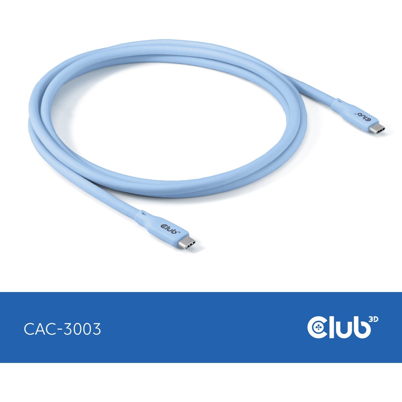 Club3D Lifestyle USB-C Cable - PD 240W.20Gbps 2m Blue St St — Buy in Cyprus with Fast Delivery