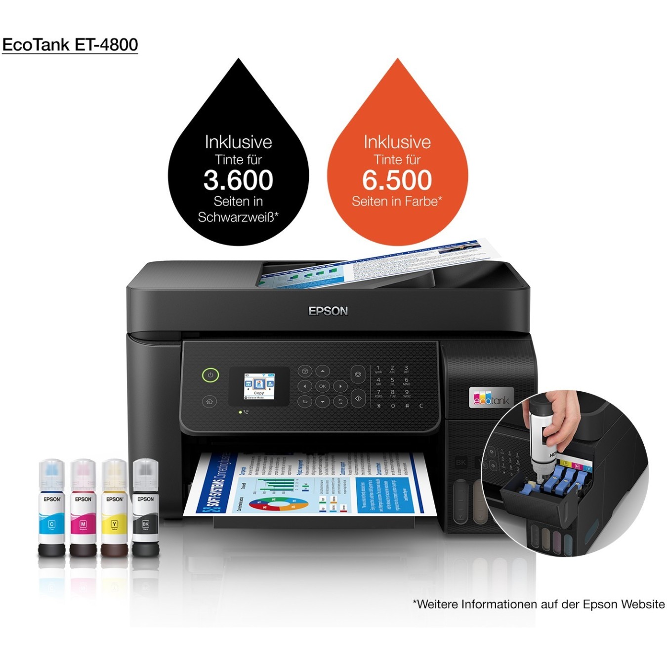 Epson EcoTank - ET-4800 - 4in1 A4 LAN Wifi ADF — Buy in Cyprus with Fast Delivery