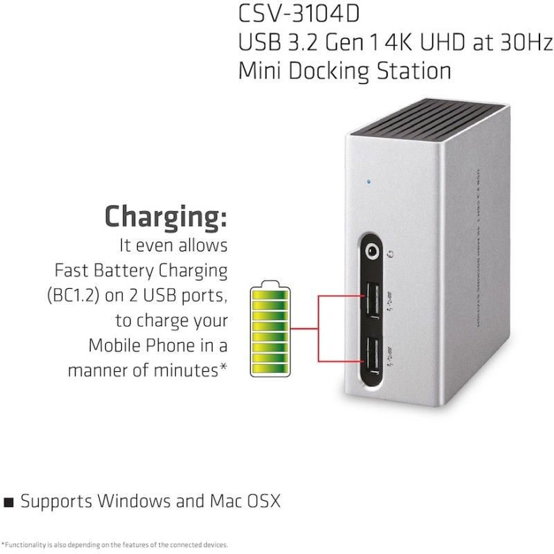Buy Club3D 4K Mini-Docking USB3 - to 4x USB3 HDMI DVI LAN Silver in Cyprus, Nicosia, Limassol, Larnaka, Pafos