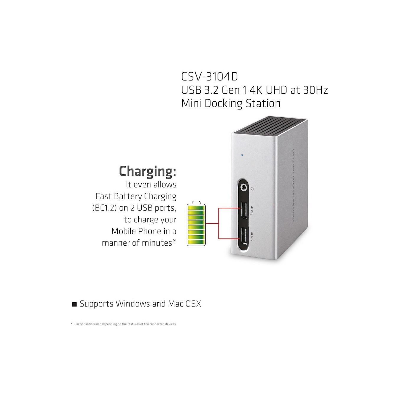 Club3D 4K Mini-Docking USB3 - to 4x USB3 HDMI DVI LAN Silver — Buy in Cyprus with Fast Delivery