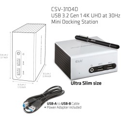Buy Club3D 4K Mini-Docking USB3 - to 4x USB3 HDMI DVI LAN Silver in Cyprus, Nicosia, Limassol, Larnaka, Pafos