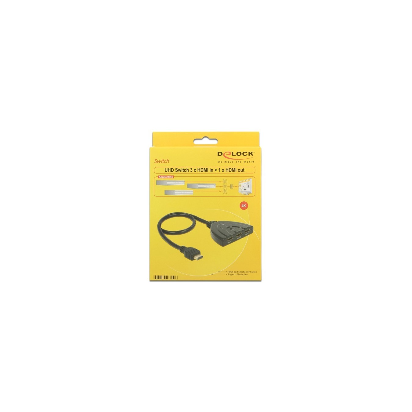 DELOCK HDMI UHD Switch - 3 x HDMI in to 1 x HDMI out - 4K - with integrated cable 50 cm — Buy in Cyprus with Fast Delivery