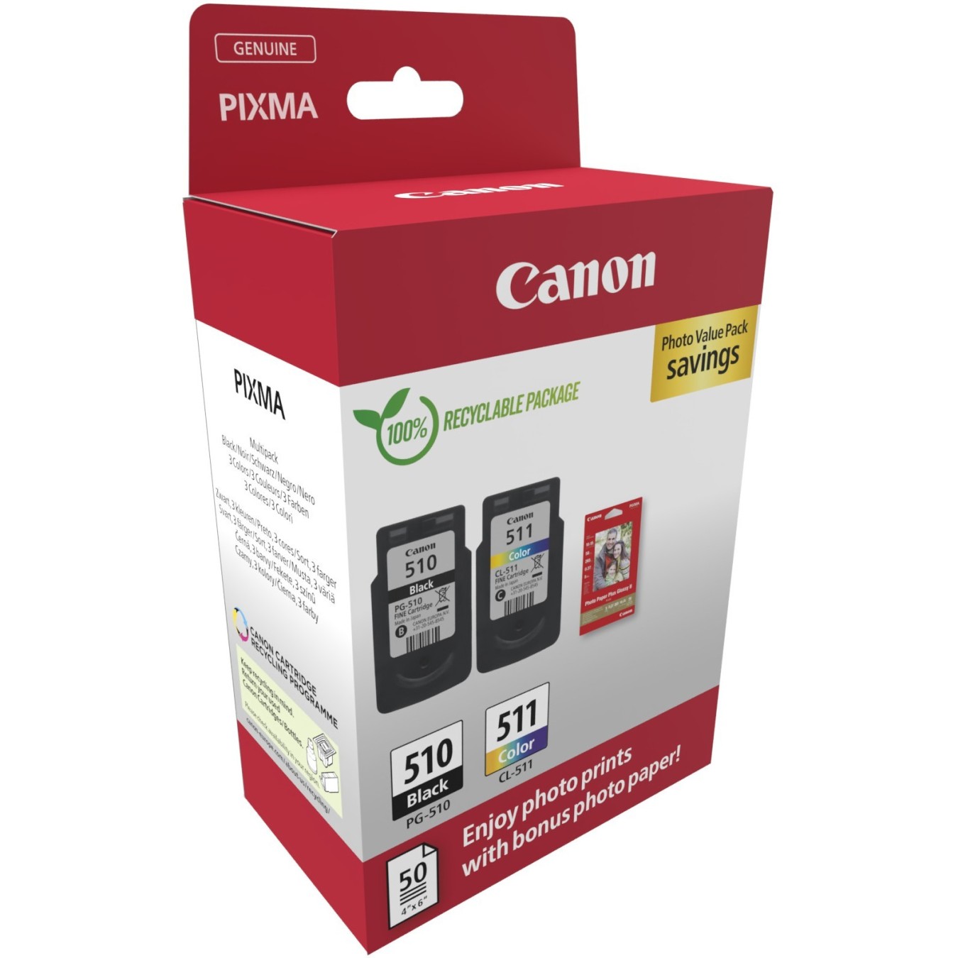 Canon Ink - 2970B017 - PG-510 CL-511 2-pack incl. Photo Paper — Buy in Cyprus with Fast Delivery