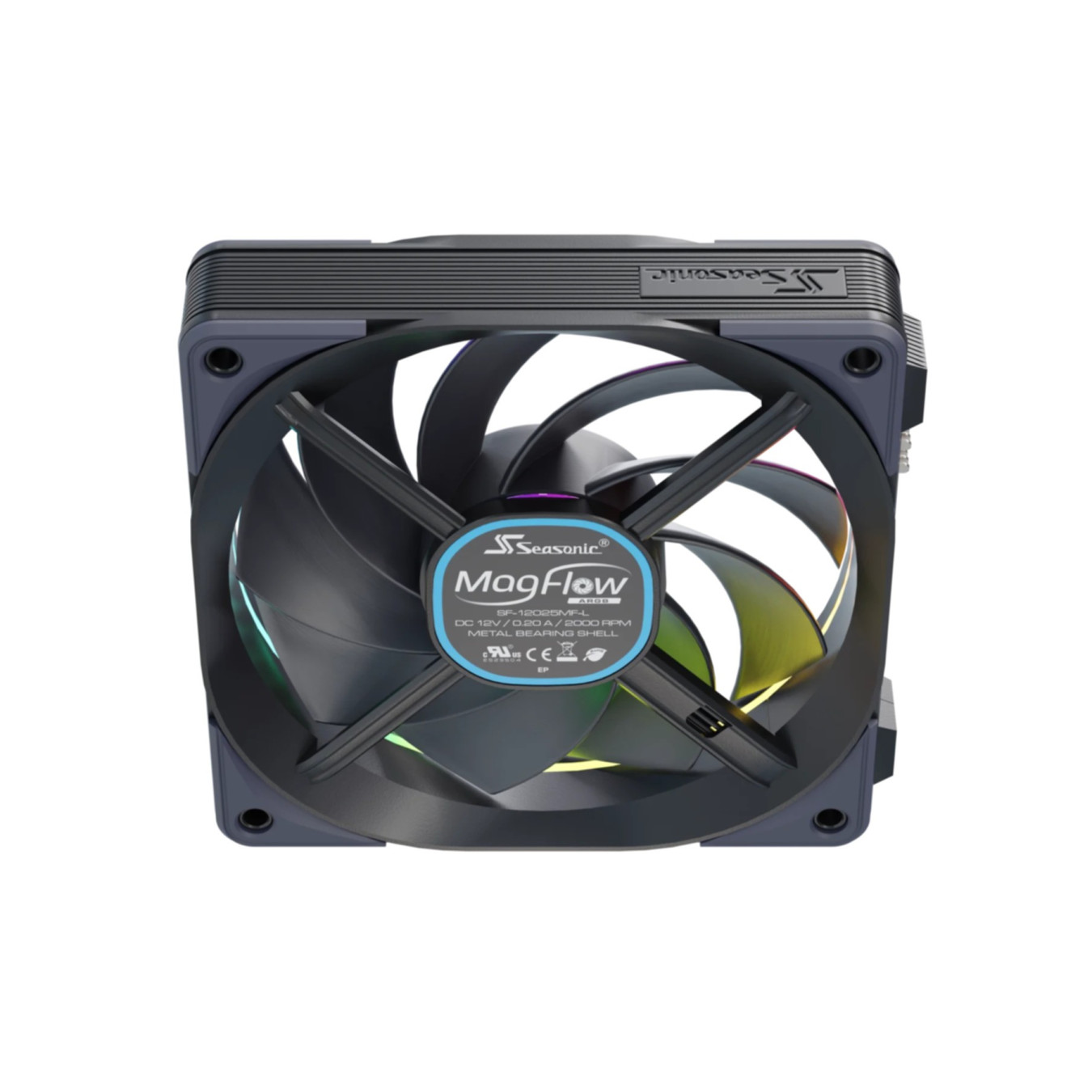 Seasonic MagFlow ARGB 120mm 3-Pack Case Fans - Magnetic Daisy-Chain, 5V ARGB, Quiet FDB — Buy in Cyprus with Fast Delivery
