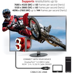 Buy Club3D DisplayPort Cable - 1.4 HBR3 32.4Gb s 2m 8K60Hz St St Polybag in Cyprus, Nicosia, Limassol, Larnaka, Pafos