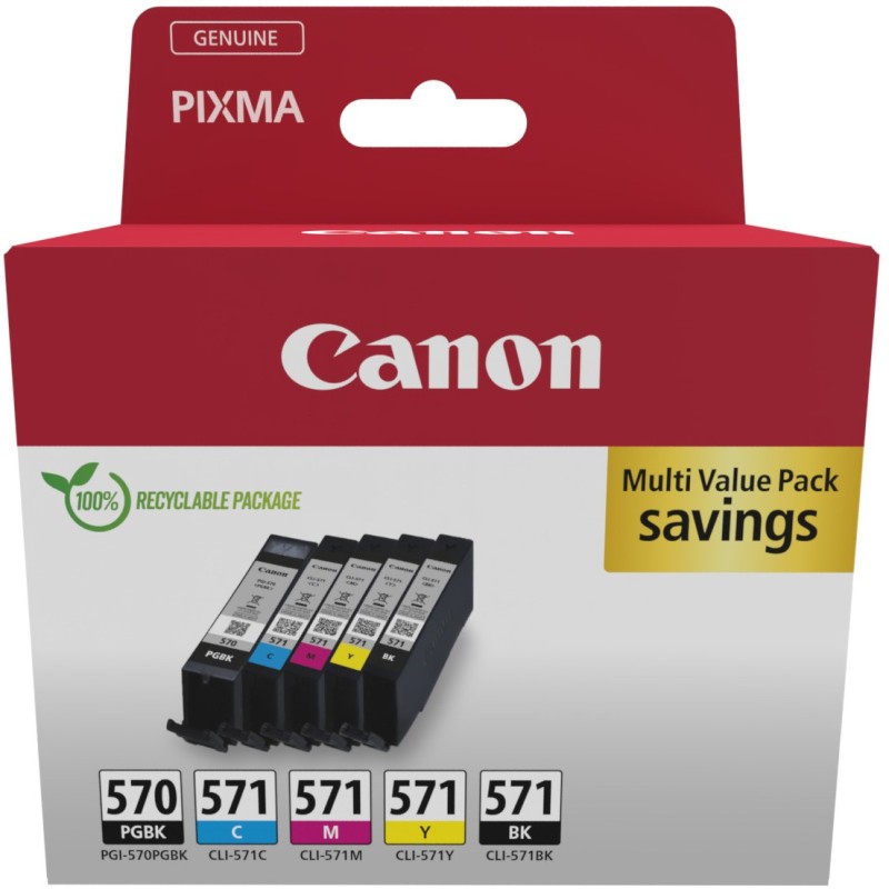 Buy Canon Ink - 0372C006 - PGI-570 CLI-571 5-piece Multipack (PGBK BKMCY) in Cyprus, Nicosia, Limassol, Larnaka, Pafos