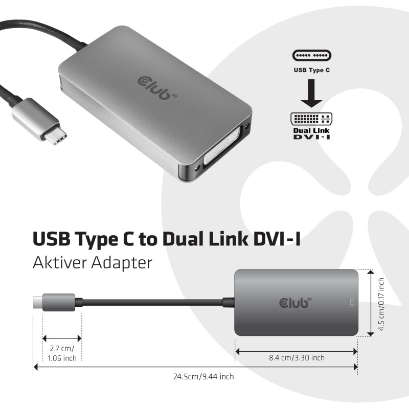 Buy Club3D USB 3.2 Type-C to DVI-D Active Adapter - St Bu in Cyprus, Nicosia, Limassol, Larnaka, Pafos