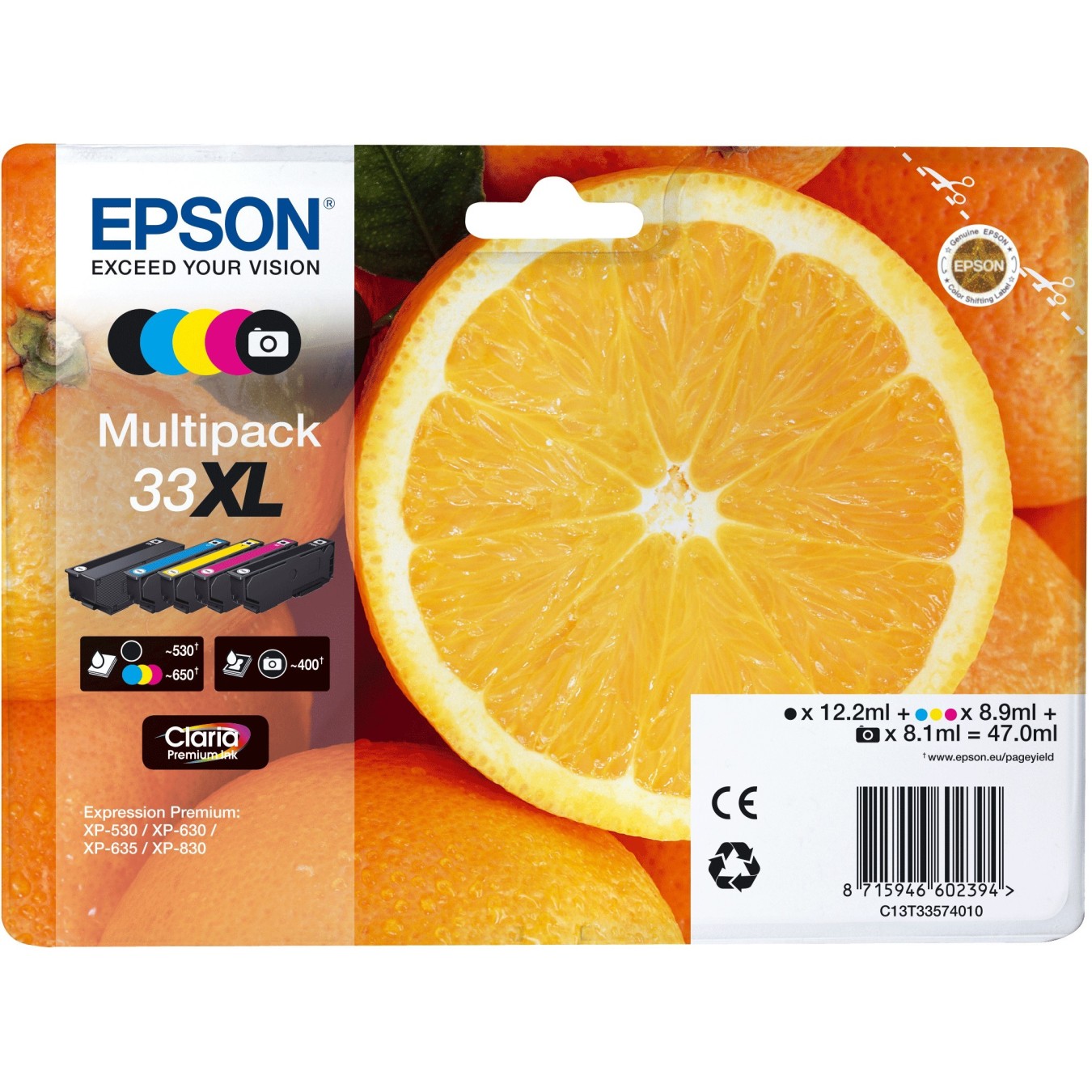 Epson Ink 33XL - C13T33574011 - 5-pack (BKMCY Black Photo) up to 650 pages — Buy in Cyprus with Fast Delivery