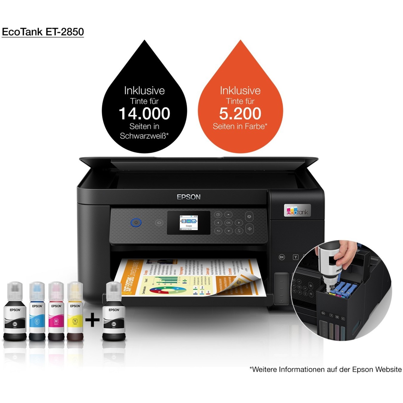 Epson EcoTank Inkjet Printer - ET-2850 - 3in1 A4 Wi-Fi Duplex — Buy in Cyprus with Fast Delivery