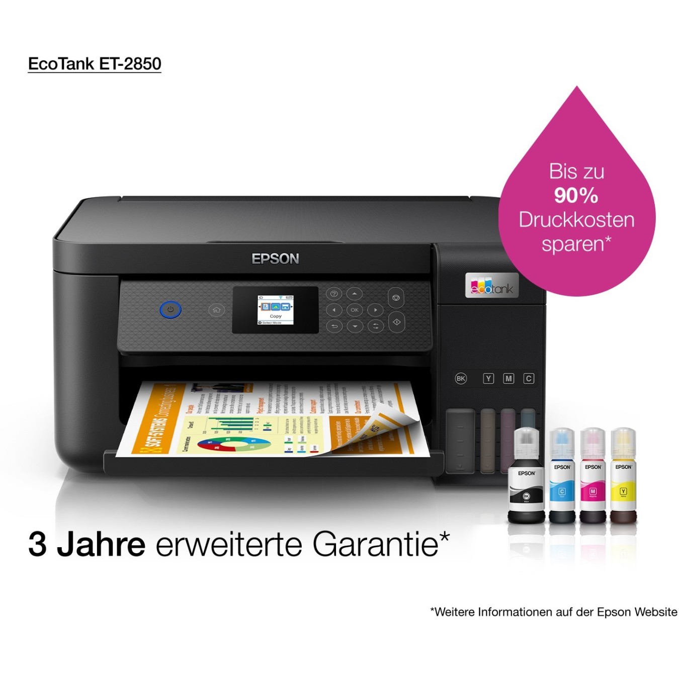Epson EcoTank Inkjet Printer - ET-2850 - 3in1 A4 Wi-Fi Duplex — Buy in Cyprus with Fast Delivery
