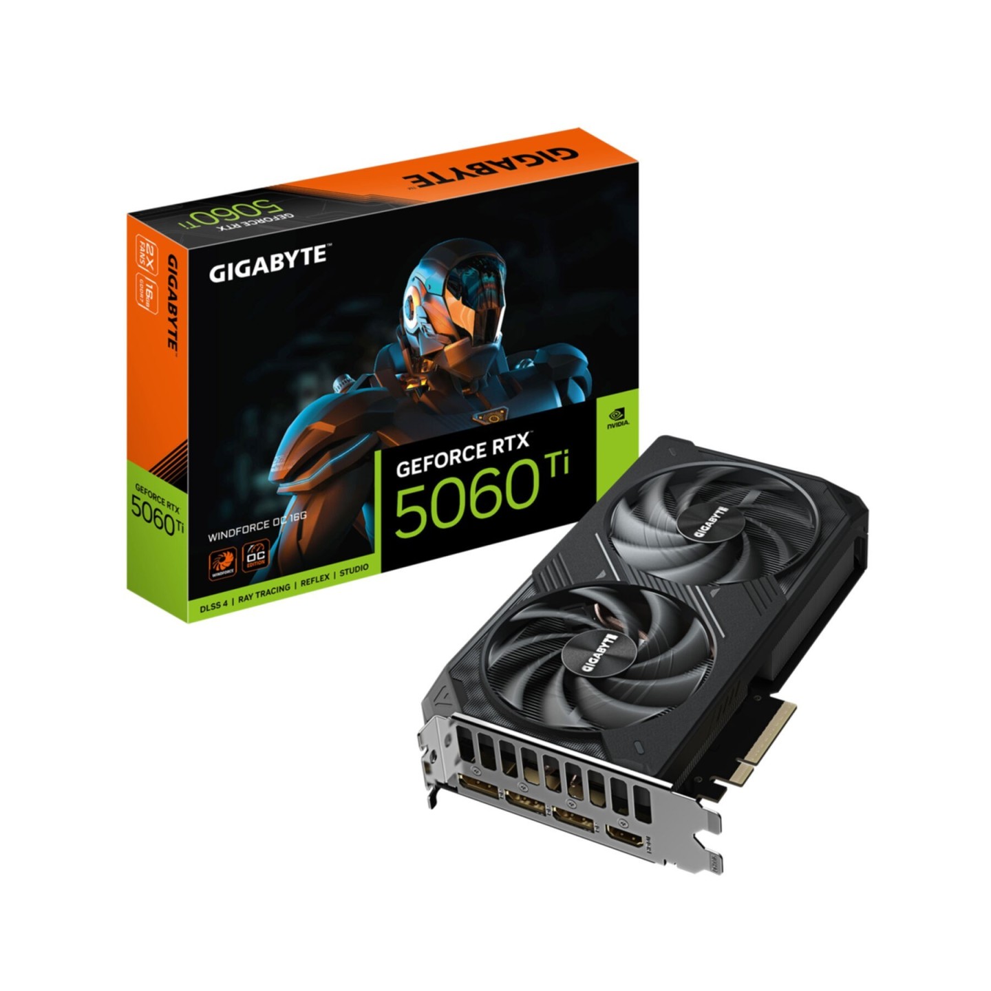GIGABYTE GeForce RTX 5060 Ti Windforce OC 16GB GDDR7 - 2587 MHz Boost, PCIe 5.0, GV-N506TWF2OC-16GD (Boxed)