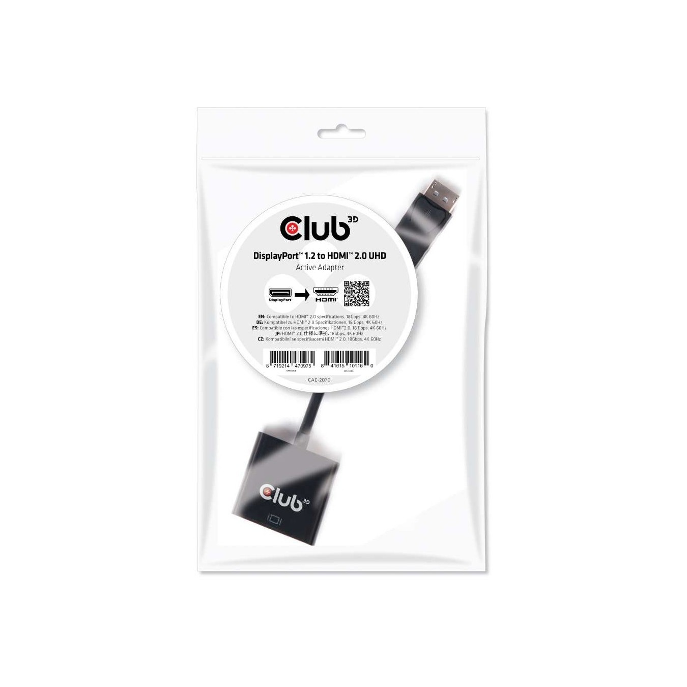 Club3D DisplayPort to HDMI 2.0 3D 4K60Hz Active Adapter - Polybag — Buy in Cyprus with Fast Delivery