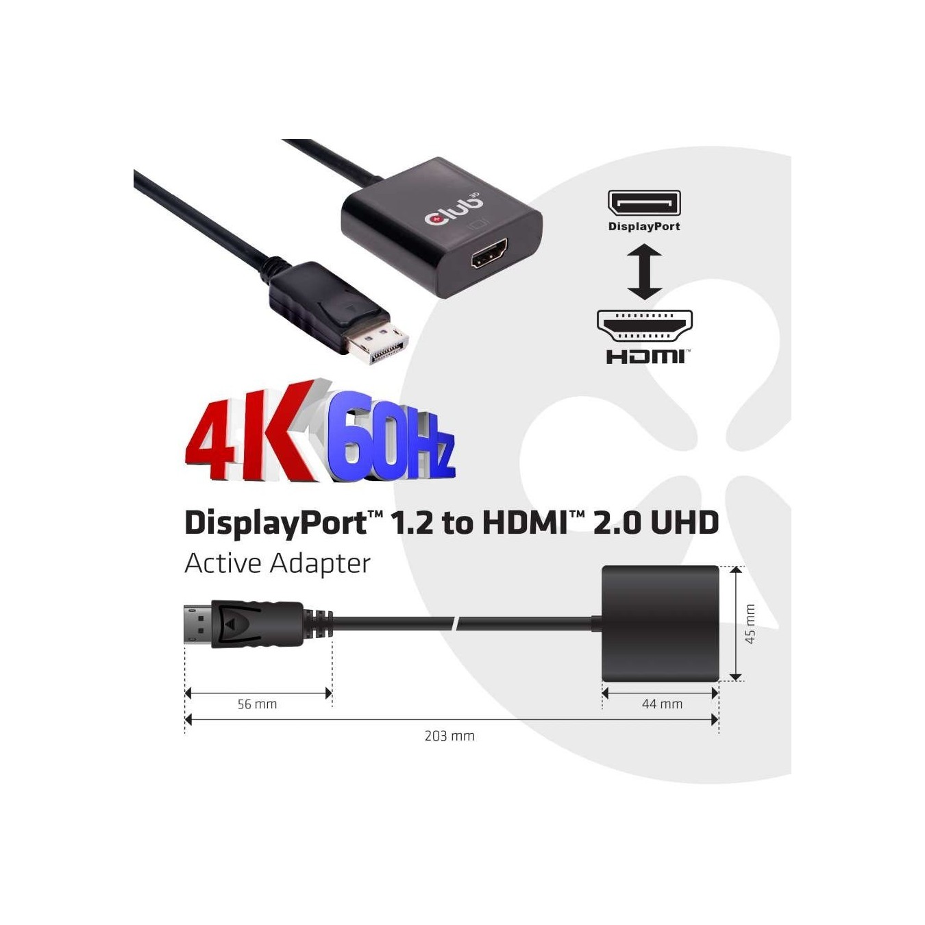Club3D DisplayPort to HDMI 2.0 3D 4K60Hz Active Adapter - Polybag — Buy in Cyprus with Fast Delivery