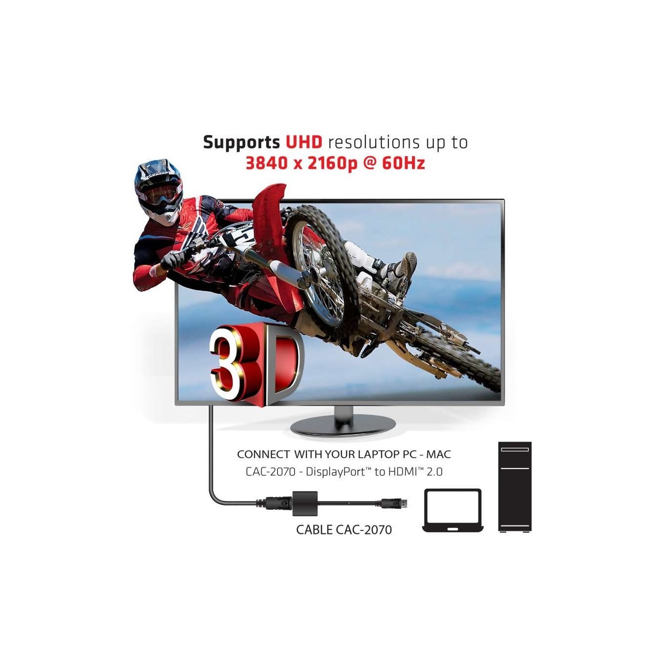 Club3D DisplayPort to HDMI 2.0 3D 4K60Hz Active Adapter - Polybag — Buy in Cyprus with Fast Delivery