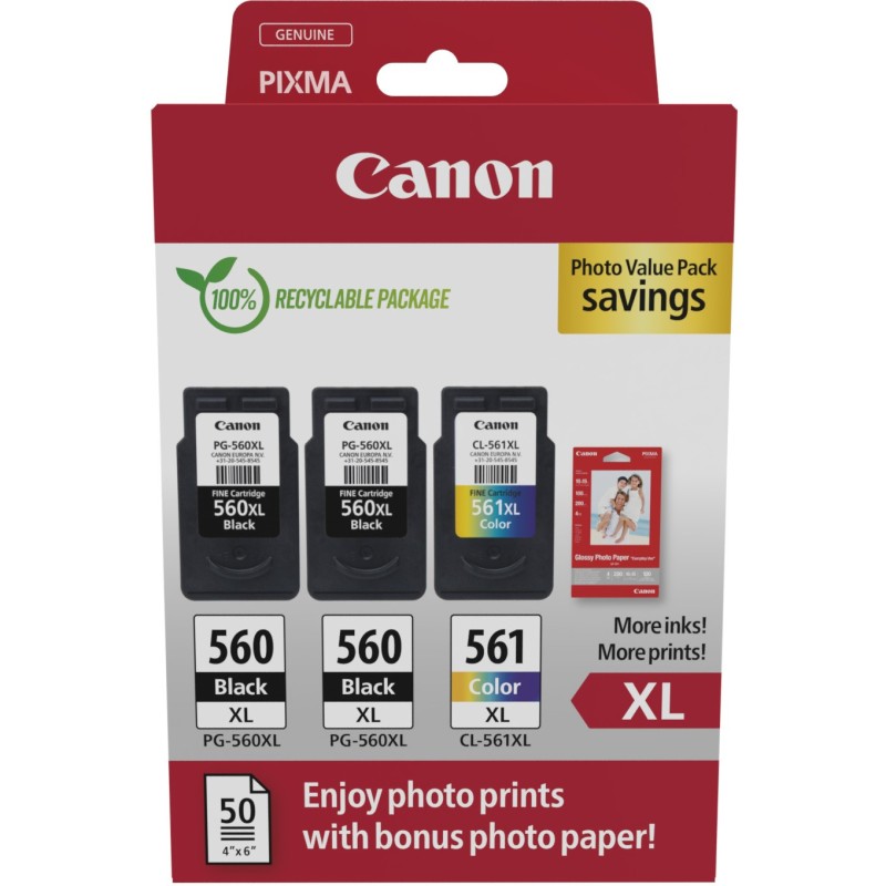 Buy Canon Ink - 3712C012 - 3-piece Multipack (2xBlack Color) incl. Photo Paper in Cyprus, Nicosia, Limassol, Larnaka, Pafos