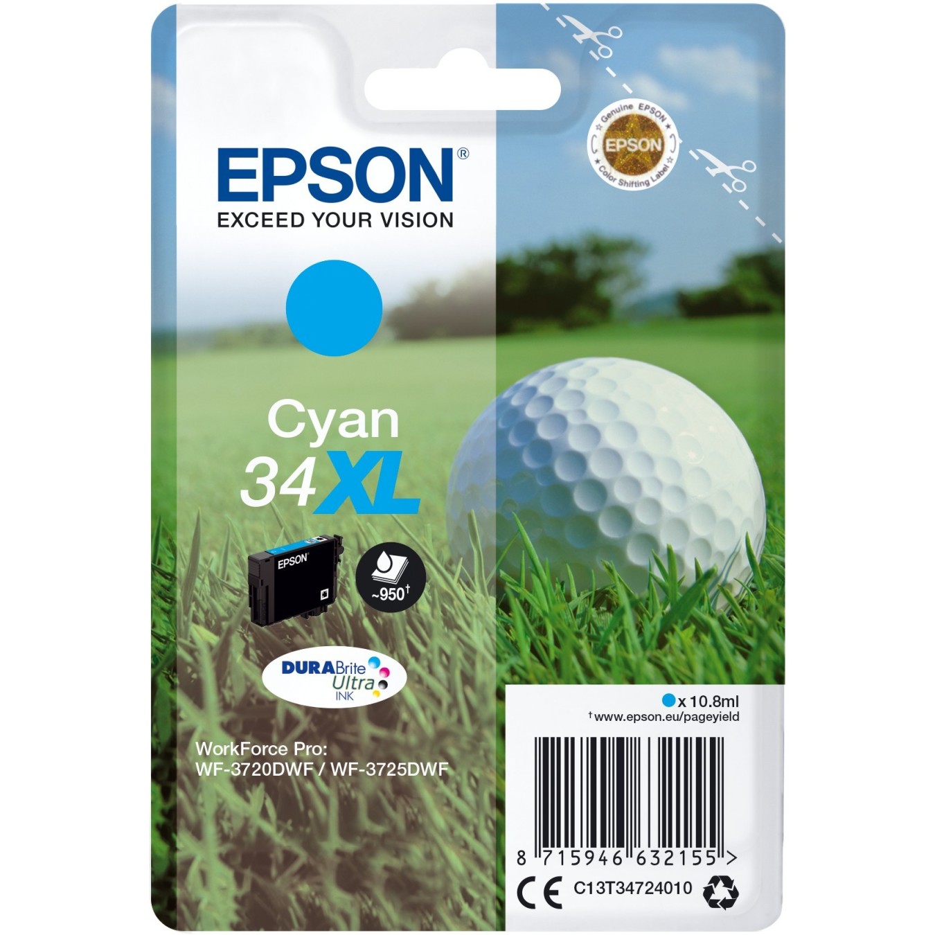 Epson Golf ball Singlepack Cyan - 34XL - DURABrite Ultra Ink — Buy in Cyprus with Fast Delivery
