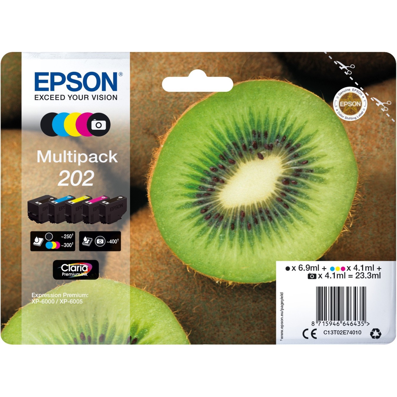 Epson Ink 202 - C13T02E74010 - 5-pack (BKMCY Black Photo) up to 300 pages — Buy in Cyprus with Fast Delivery