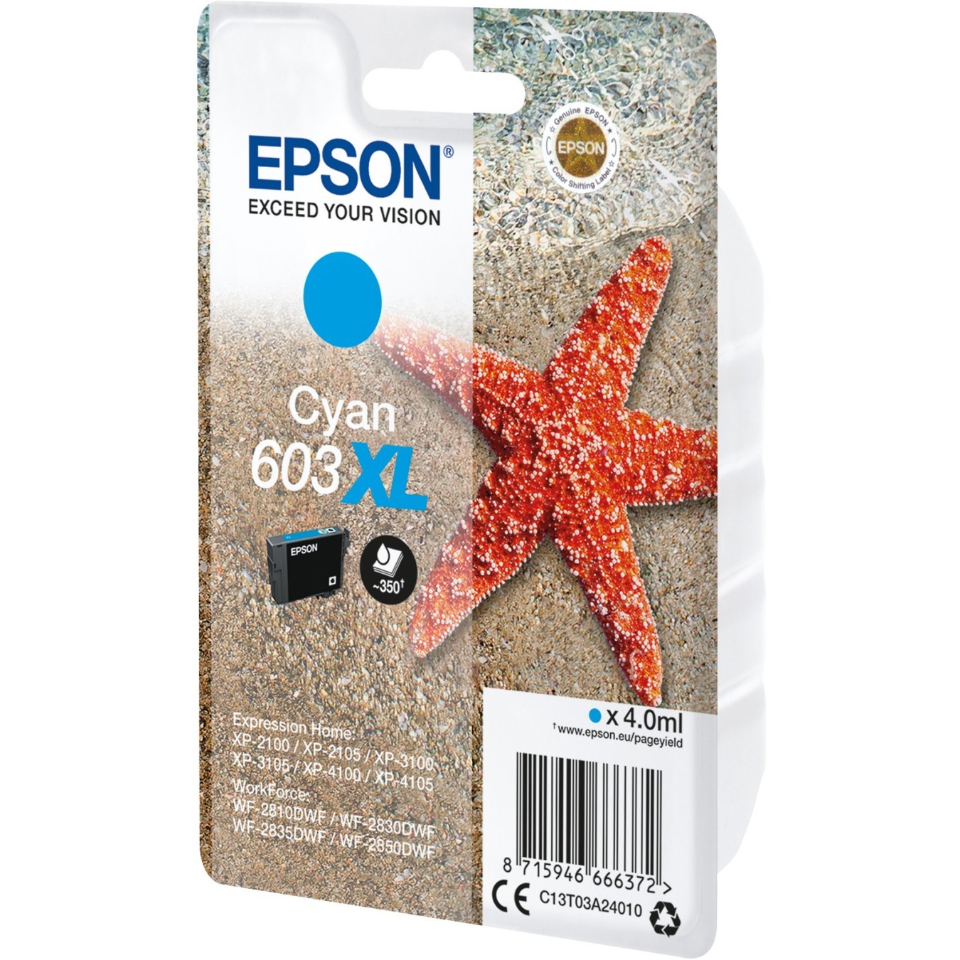 Epson Ink - 603XL - C13T03A24010 Cyan up to 350 pages — Buy in Cyprus with Fast Delivery
