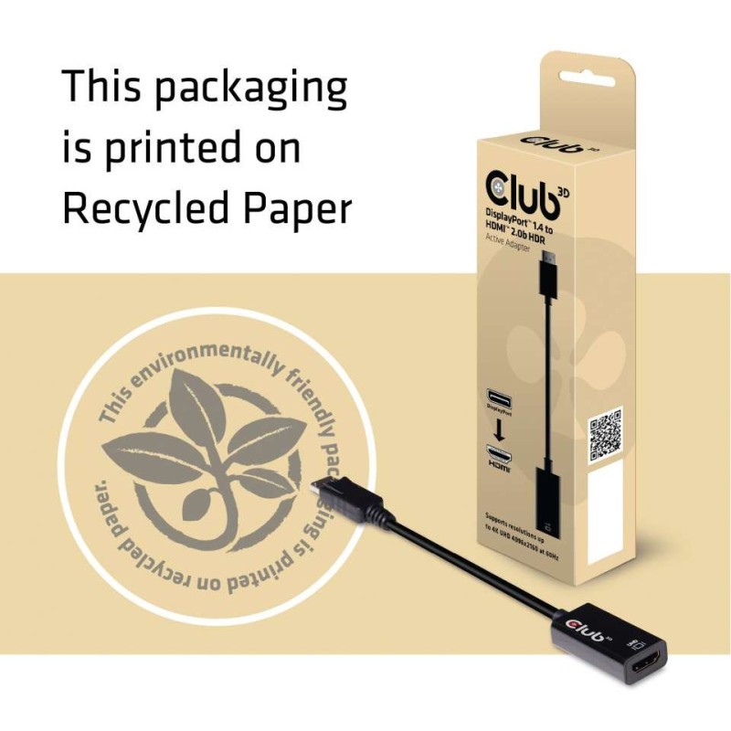 Buy Club3D DisplayPort to HDMI 2.0b HDR 4K60Hz Active Adapter in Cyprus, Nicosia, Limassol, Larnaka, Pafos