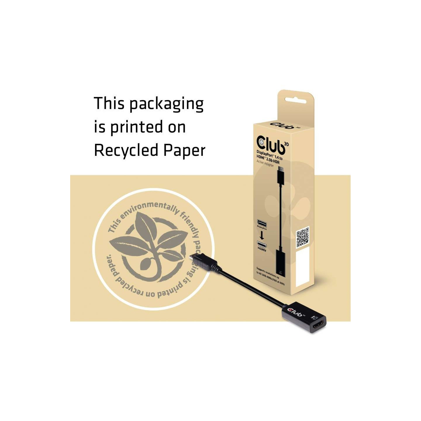 Club3D DisplayPort to HDMI 2.0b HDR 4K60Hz Active Adapter — Buy in Cyprus with Fast Delivery