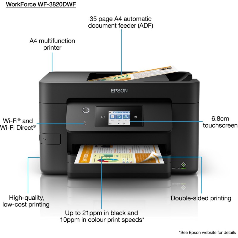 Buy Epson WorkForce Pro - WF-3820DWF - Inkjet Printer, 4-in-1, A4, LAN, WLAN, Wi... in Cyprus, Nicosia, Limassol, Larnaka, Pafos