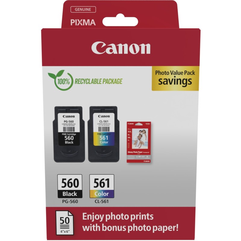 Buy Canon Ink PG-560 CL-561 - 3713C008 - 2-Piece Multipack (Black Color) incl. P... in Cyprus, Nicosia, Limassol, Larnaka, Pafos