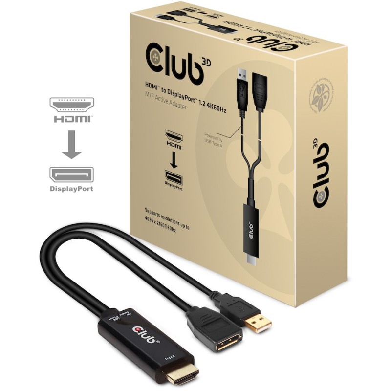Buy Club3D HDMI 2.0 to DP 1.2 4K60Hz HDR Active Adapter in Cyprus, Nicosia, Limassol, Larnaka, Pafos