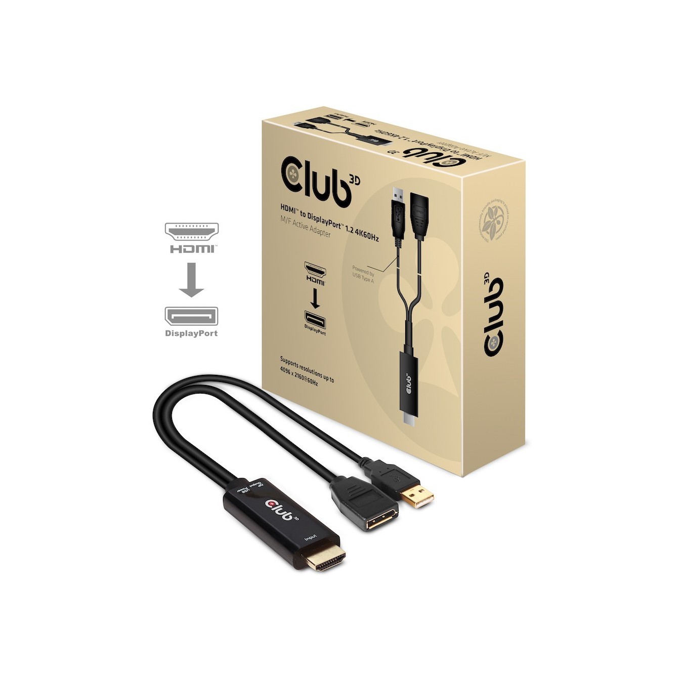 Club3D HDMI 2.0 to DP 1.2 4K60Hz HDR Active Adapter — Buy in Cyprus with Fast Delivery