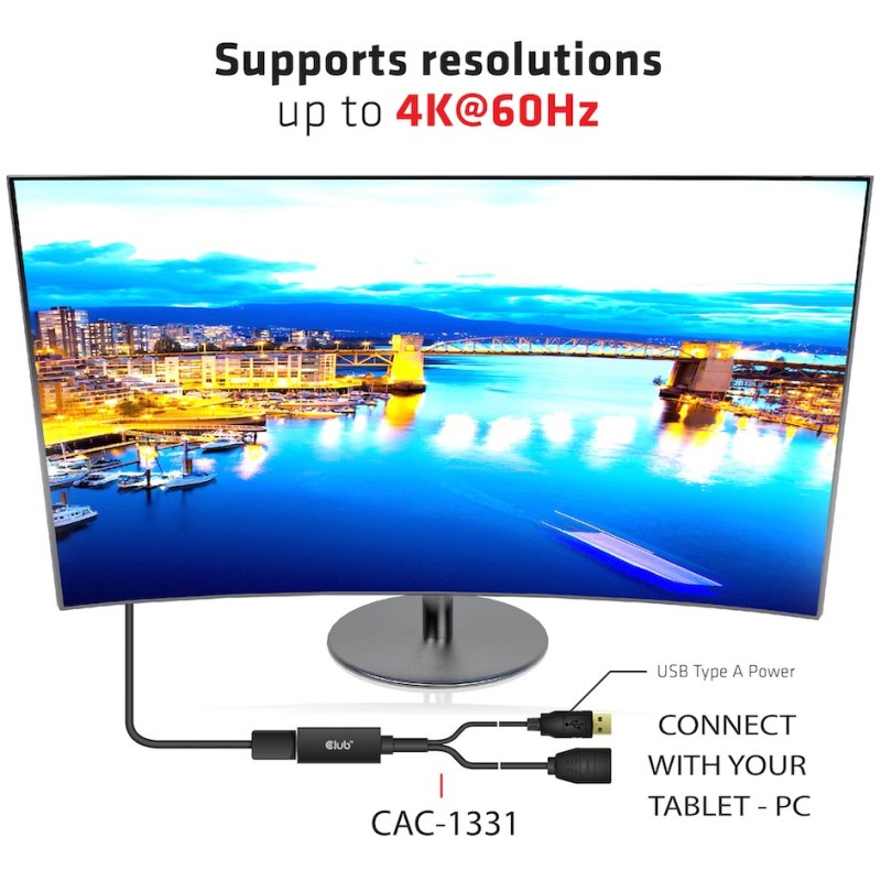 Buy Club3D HDMI 2.0 to DP 1.2 4K60Hz HDR Active Adapter in Cyprus, Nicosia, Limassol, Larnaka, Pafos