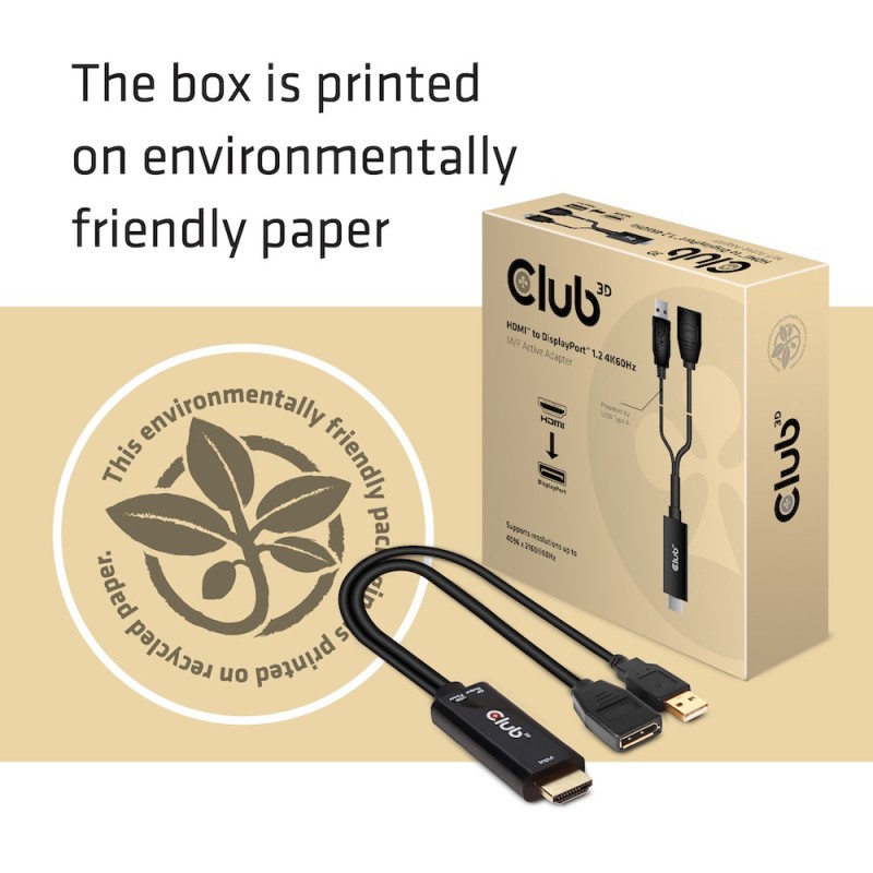 Buy Club3D HDMI 2.0 to DP 1.2 4K60Hz HDR Active Adapter in Cyprus, Nicosia, Limassol, Larnaka, Pafos