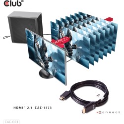 Buy Club3D HDMI Cable - A to A, 2.1 Ultra High Speed, 10K HDR, 3 m, retail in Cyprus, Nicosia, Limassol, Larnaka, Pafos
