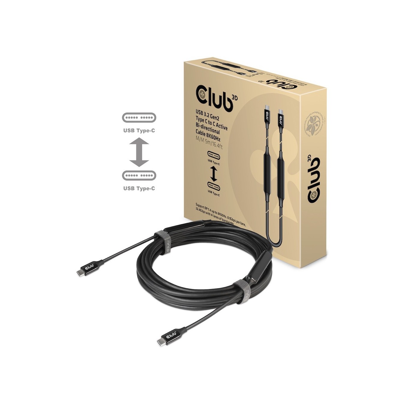Club3D Cable - USB 3.2 Type-C 5m Active St St — Buy in Cyprus with Fast Delivery