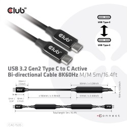 Buy Club3D Cable - USB 3.2 Type-C 5m Active St St in Cyprus, Nicosia, Limassol, Larnaka, Pafos