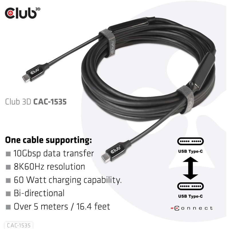 Buy Club3D Cable - USB 3.2 Type-C 5m Active St St in Cyprus, Nicosia, Limassol, Larnaka, Pafos