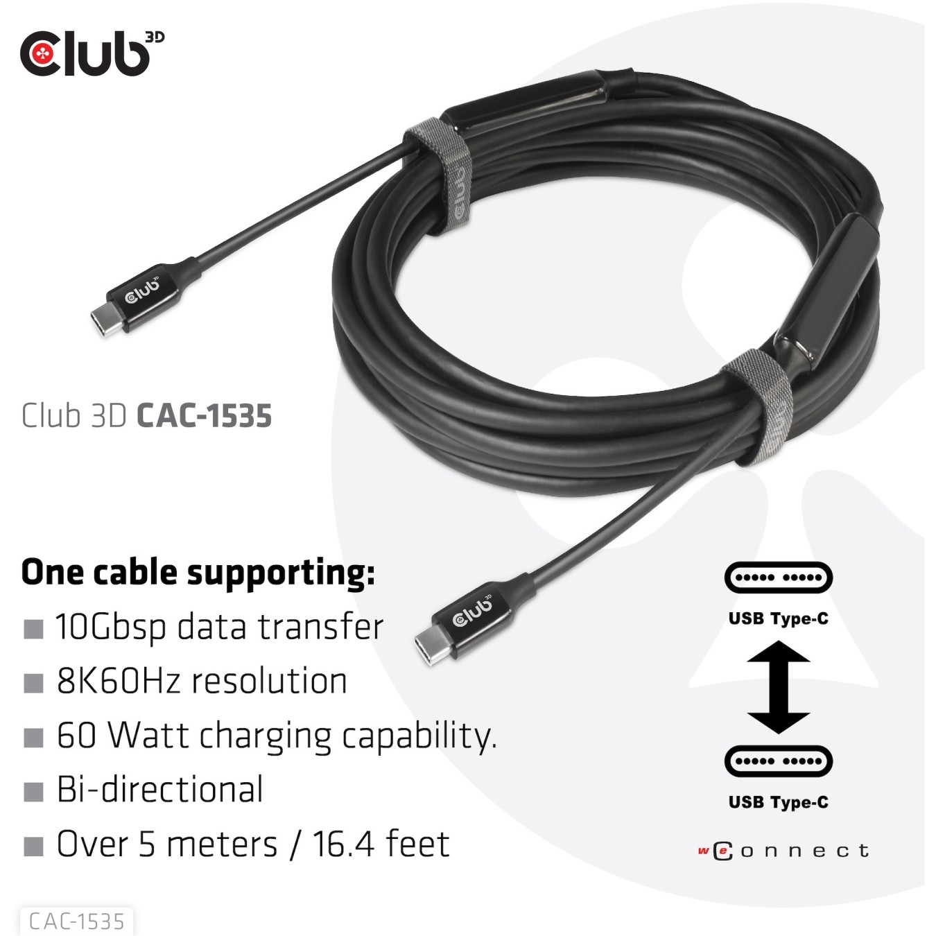 Club3D Cable - USB 3.2 Type-C 5m Active St St — Buy in Cyprus with Fast Delivery